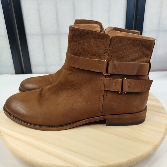 FRANCO SARTO KACEY Leather Strappy Ankle Boots Distressed Brown Women US 12M - Picture 3 of 13